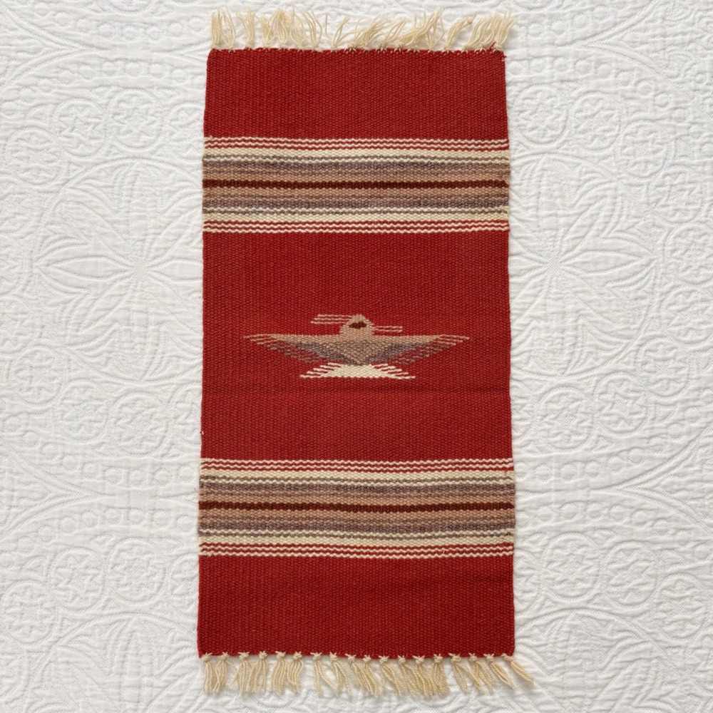 Vintage Handwoven Chimayo Thunderbird Tapestry 19.5" x 10"